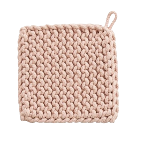 Crocheted Pot Holder, pastel pink