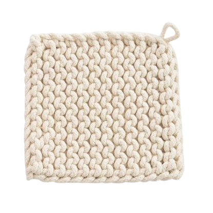 Crocheted Pot Holder, cream