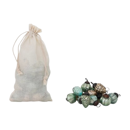 Mercury Glass Ornaments, green mix