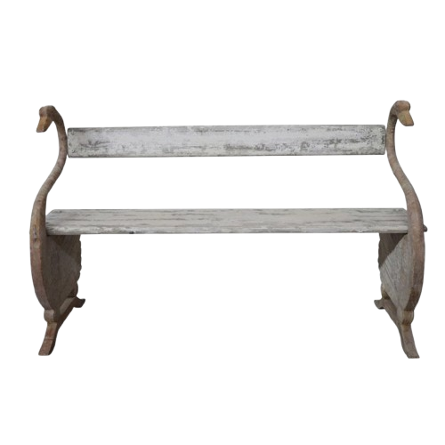 Wood and Metal Swan Bench