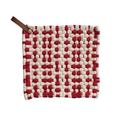Crocheted Pot Holder, red checkered