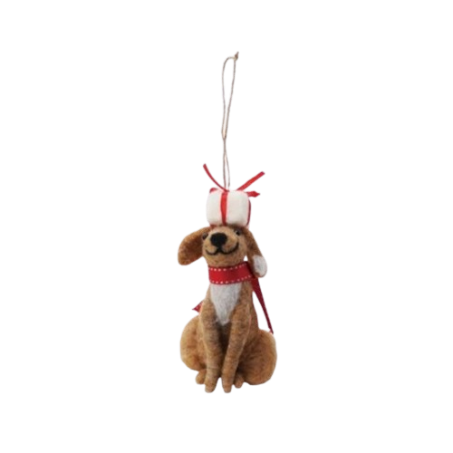 Felt Dog Ornament, brown