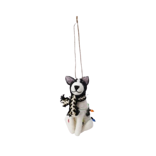 Felt Dog Ornament, black and white