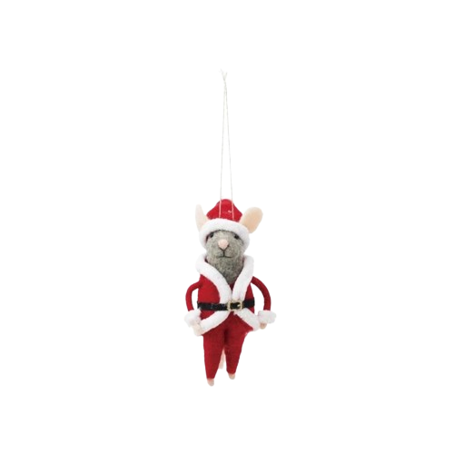 Felt Santa Mouse Ornament
