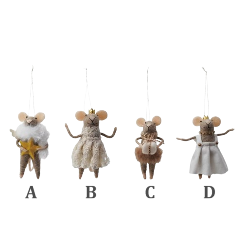 Felt Festive Mouse Ornament