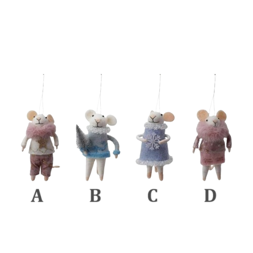 Wool Felt Winter Mouse Ornament