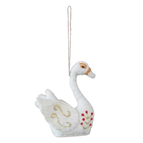 Wool Felt Swan Ornament