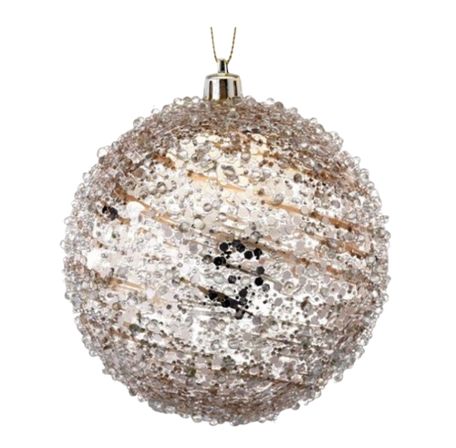 Iced Swirl Glass Ornament, champagne