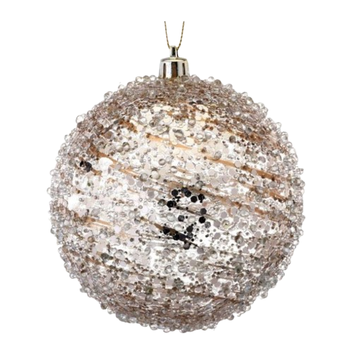 Iced Swirl Glass Ornament, champagne