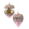 Beaded Heart Locket Ornament, pink