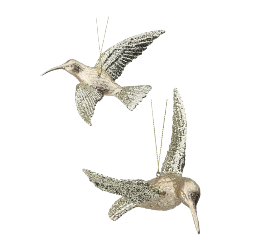 Hummingbird Ornament, champagne/gold