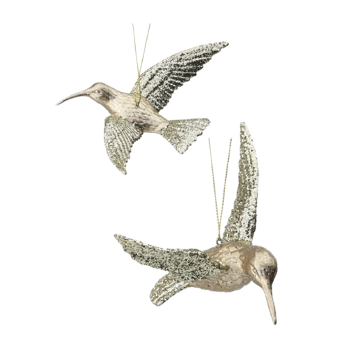 Hummingbird Ornament, champagne/gold