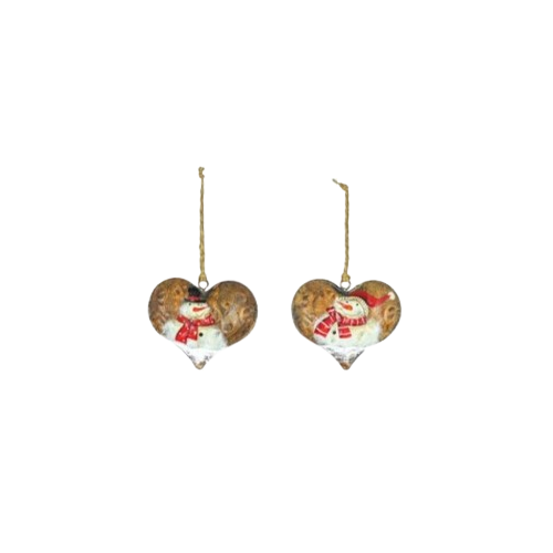 Metal Heart Ornament, snowman