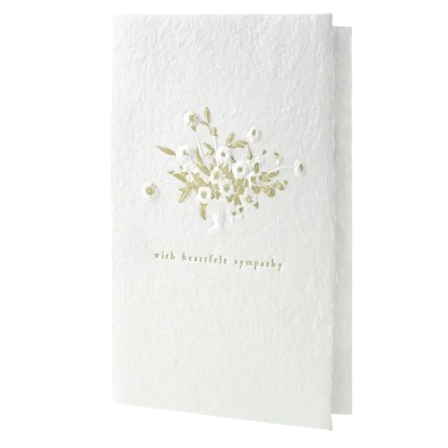 Handmade Paper Letterpress Card - Sympathy Bouquet