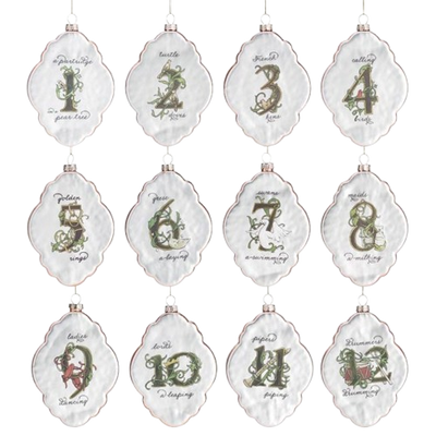 Twelve Days of Christmas Ornaments, set/12