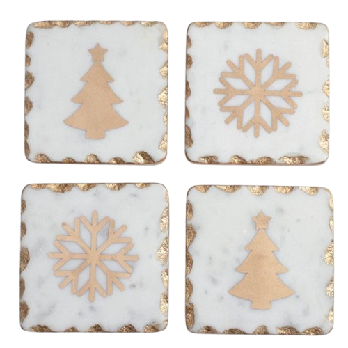 Marble Holiday Coaster Set
