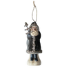 Velvet Santa Ornament, charcoal