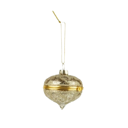 Hinged Ornament - gold/teardrop