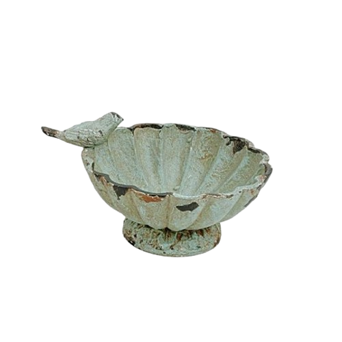 Pewter Bowl with Bird, green