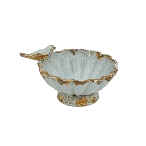 Pewter Bowl with Bird, grey