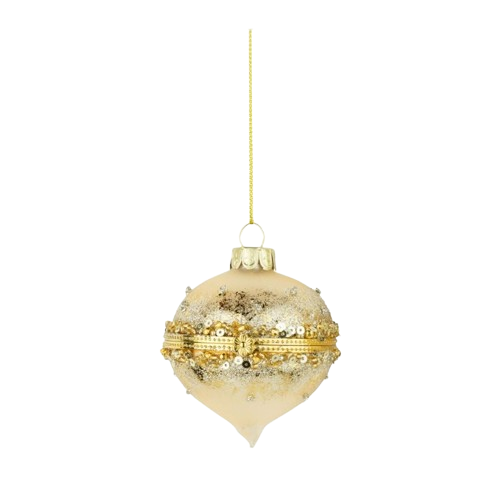 Hinged Ornament - gold/teardrop