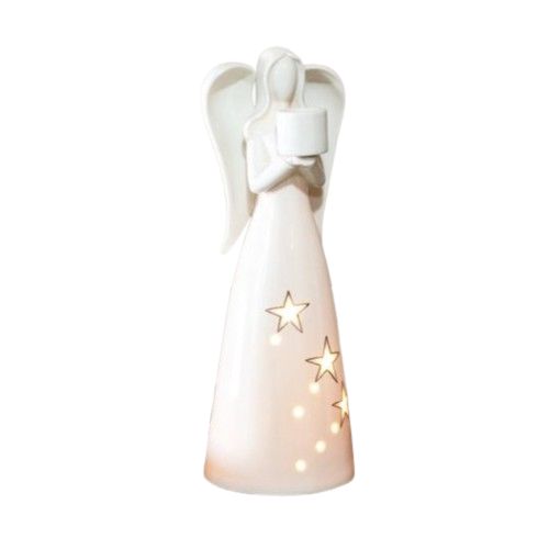 LED Angel Taper Candle Holder