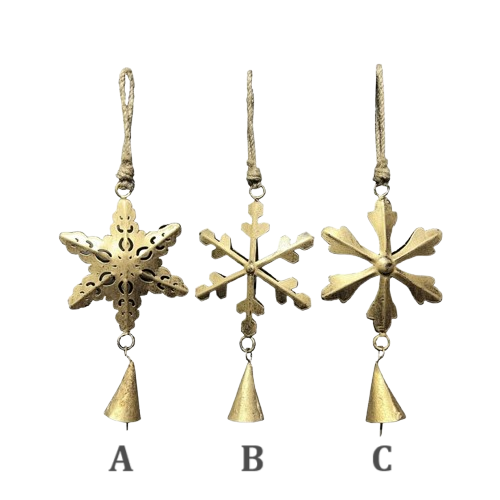 Snowflake/Bell Ornament, gold