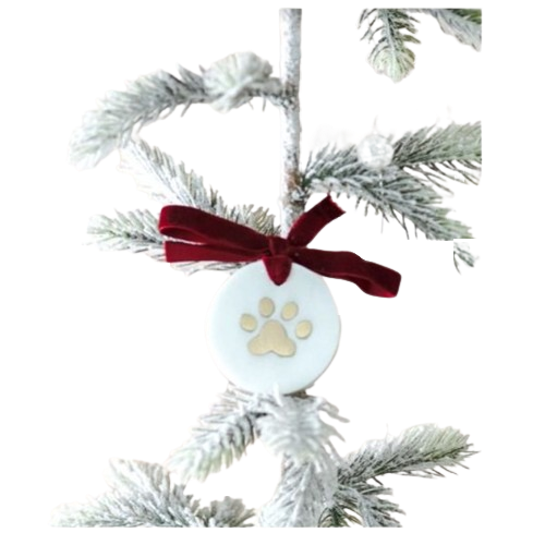 Marble Paw Print Ornament