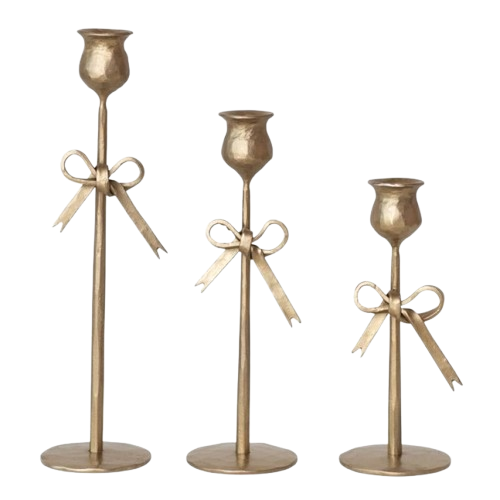 Metal Taper Holder with Bow