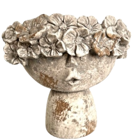 Floral Cement Head Planter