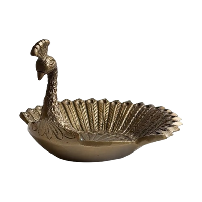 Brass Peacock Trinket Tray