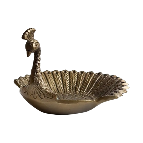 Brass Peacock Trinket Tray