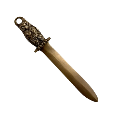 Owl Letter Opener, antiqued brass