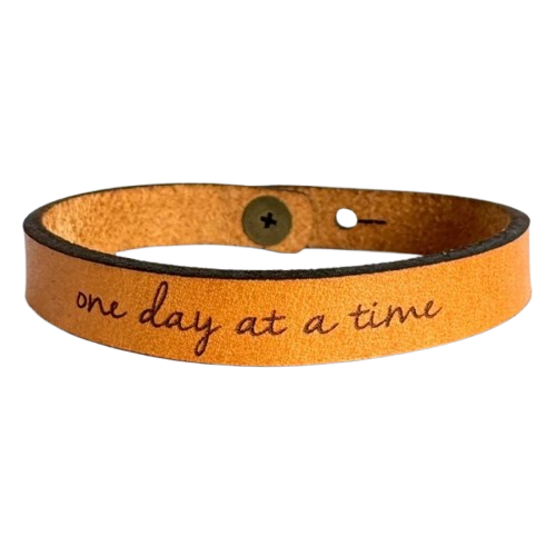 Leather Bracelet - One Day at a Time