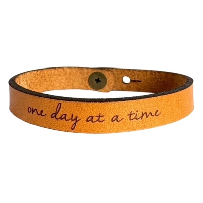 Leather Bracelet - One Day At A Time