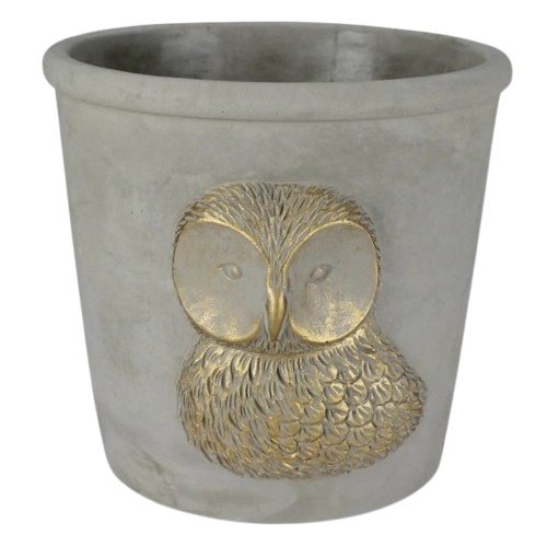 Cement Owl Pot