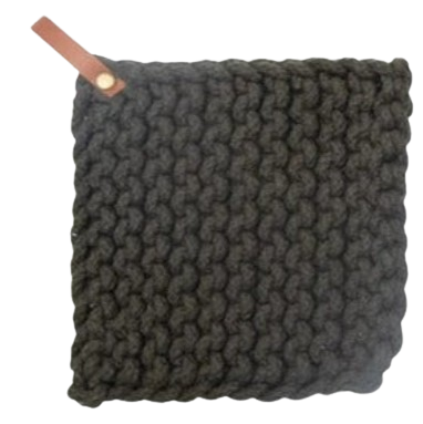 Crocheted Pot Holder, modern leather