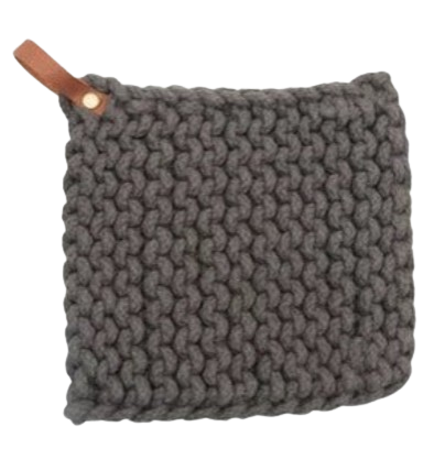 Crocheted Pot Holder, modern leather