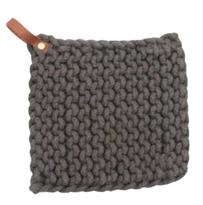 Crocheted Pot Holder, modern leather