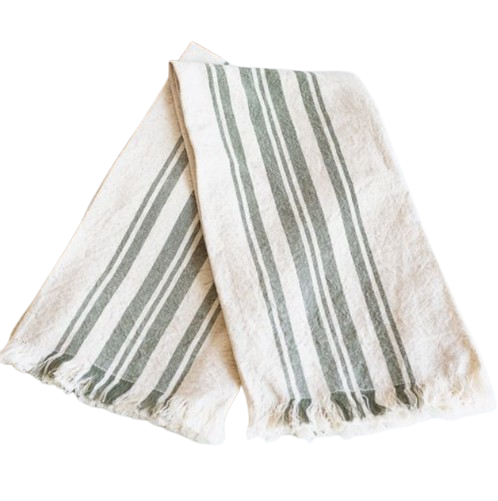 Striped Towel, beige/green