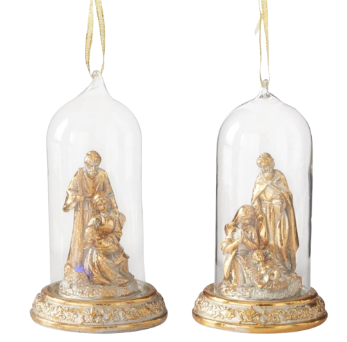 LED Nativity Cloche Ornament