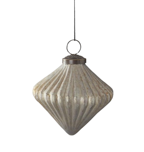 Ribbed Glass Ornament, grey