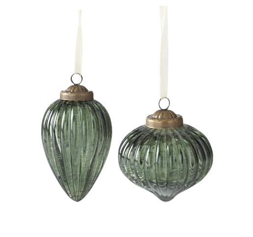 Crackled Glass Ornament, green