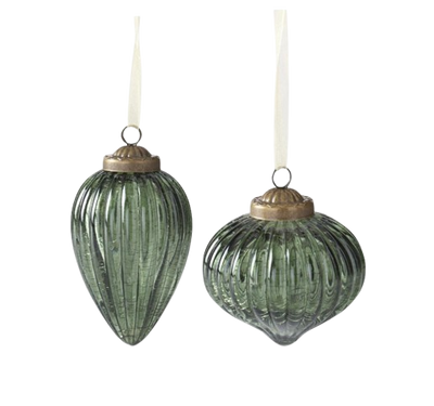 Crackled Glass Ornament, green