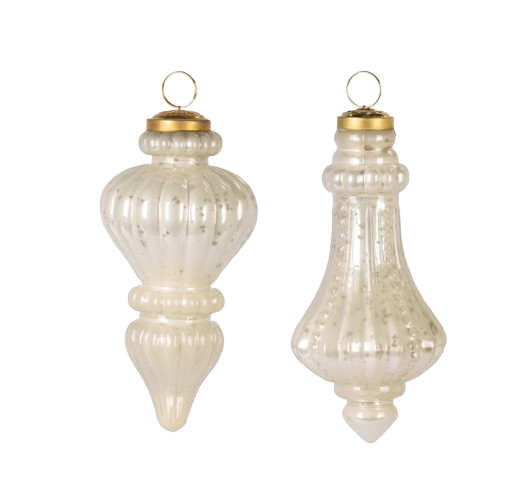 Glass Finial Ornament, ivory