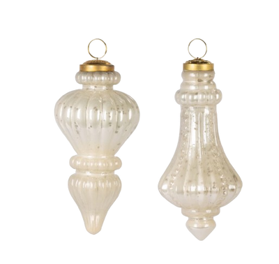 Glass Finial Ornament, ivory