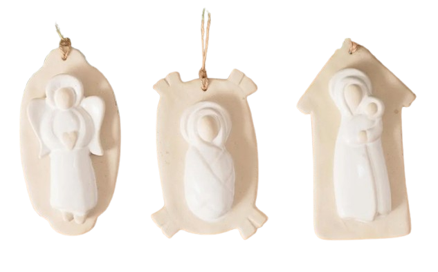 Bisque Nativity Ornament