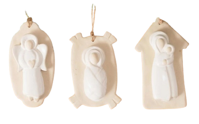 Bisque Nativity Ornament