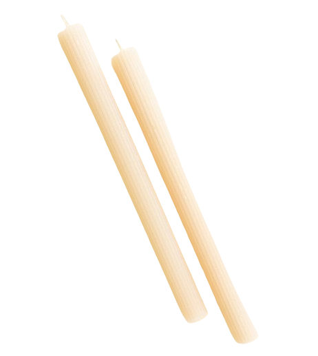 Ribbed Taper Candles, ivory