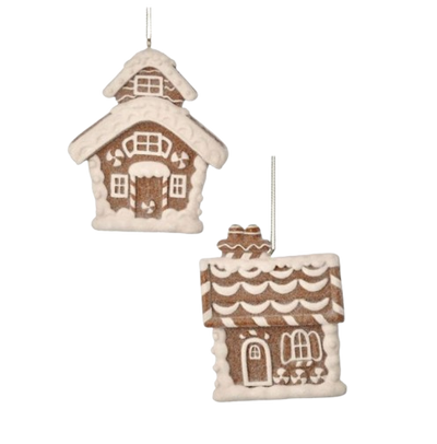 Flocked Gingerbread House Ornament